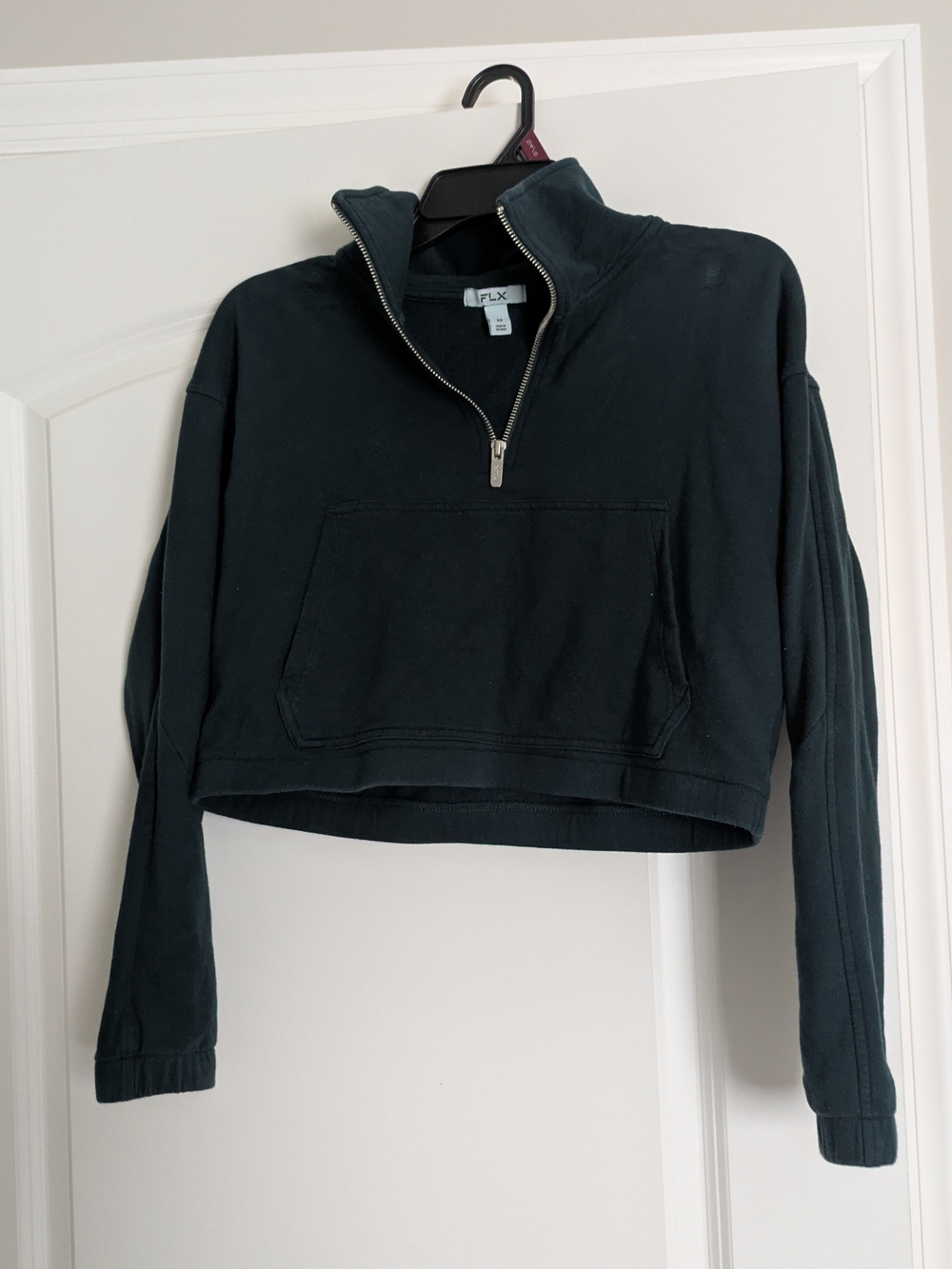 FLX Women's Green Cropped Quarter-Zip Pullover